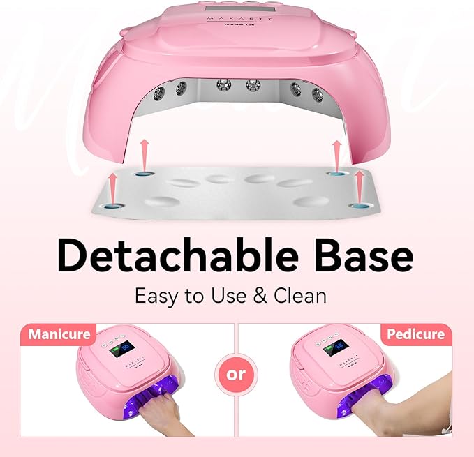 Makartt UV Nail Lamp – 30W Fast Curing UV Light with Handle Rechargeable Cordless Nail Dryer for Gel Nail Polish with 45 Beads Dual Lights 4 Timers LCD Smart Sensor for Nail Art Design(Pink)