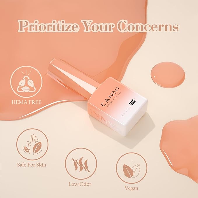 CANNI Jelly Gel Nail Polish Set – 6 Sheer Colors (Milky White, Light Pink, Nude Peach), 9ML Each, Transparent Soak Off UV LED HEMA-Free Manicure Gel for Women
