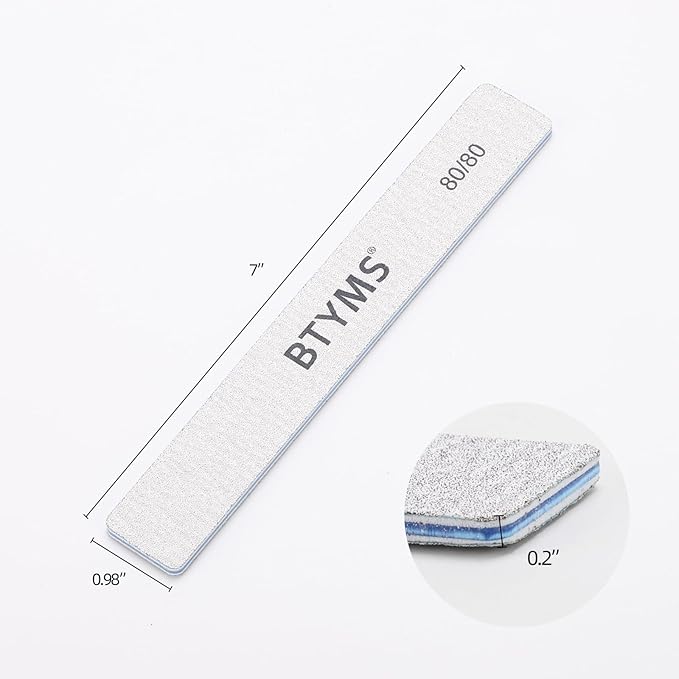 15 Count 80/80 Grit Nail Files for Acrylic Nails, Reusable Buffering Files Double Sided Emery Boards for Nails