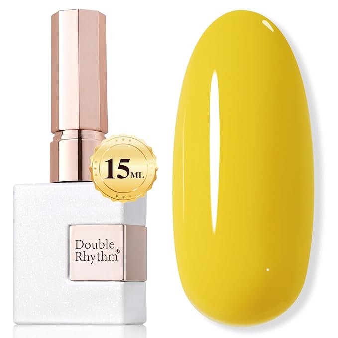 Double Rhythm Gel Polish 15ML Jelly Sheer Pastel Light Milky Color Pearl White Bottle 1 PC 0.5 OZ Full Size Nail Art Salon at Home (Yellow-D1396)