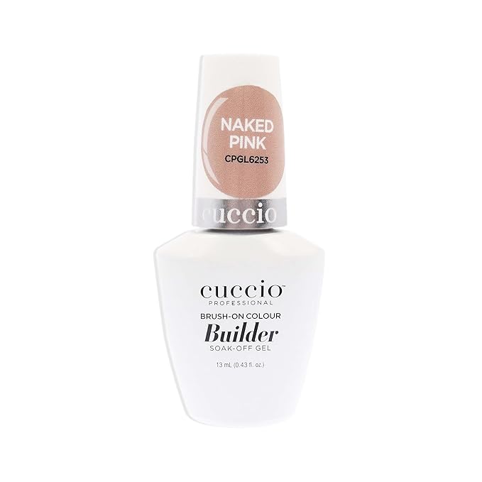 Cuccio Pro Brush-On Colour Builder Soak-Off Gel - Calcium Enriched - Easy Brush-On - Perfect Light Color - Reinforce, Build, Shape And Extend The Natural Nail - Naked Pink - 0.43 oz Nail Polish