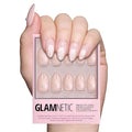 Glamnetic Press On Nails - Honeymoon | Short Almond Nude Fake Nails with 3D Nail Art and Glossy Velvet Finish, Salon Quality | 15 Sizes - 30 Nail Kit with Glue