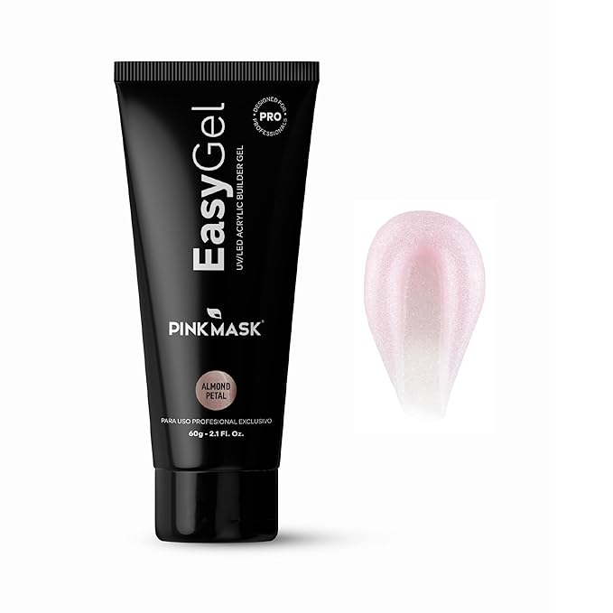 PINK MASK Easy Gel 2oz 60g- Almond Petal, Professional Builder Enhancement Gel-Quick Nail Extension for Beginner DIY, Nail Strengthener-Long Lasting-Salon Quality-Thickening Solution