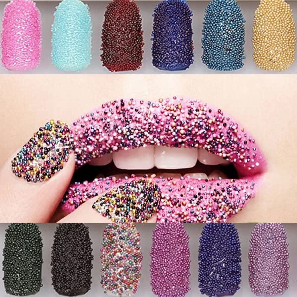 Nail Art 3D Caviar Beads Mini Metal Ball Gold Studs and Silver Micro Steel Beads