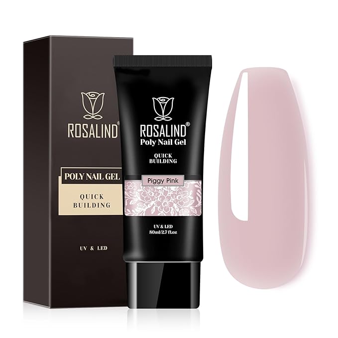 ROSALIND Light Purple Poly Extension Gel, 80ml/2.7 oz Gray Pink Poly Nail Gel Building Enhancement for Nail Art Decoration, Fall Colors Nail Thickening Extension Easy to DIY Use at Home Need UV Lamp