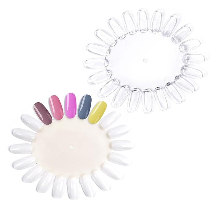 10Pcs False Nail Swatches Wheels Nail Polish Display Wheel Nail Display Color Sample Swatch Wheel Plastic Nail Art Color Tester Wheels for Manicure Swatches Color Show