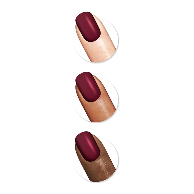Sally Hansen Color Therapy Nail Polish | Biotin, Argan Oil, Long Lasting, Healthy Nails, Nail Strengthener, Opaque | 376 Pause And Reset | Dark Purple Red Nail Color