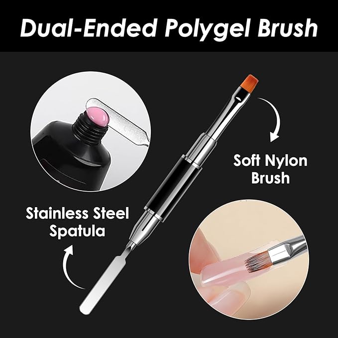 3D French Form with Dual Ended Brush, 120 Pcs 15 Sizes Magic Reverse French Nail Extensions Form for Large Wider Normal Petite Beds, 3D Space Mold for Salon Manicure Art