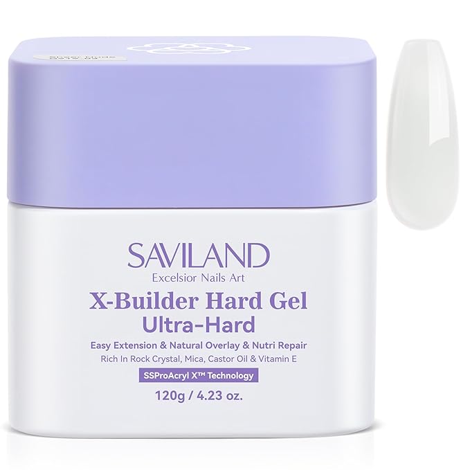 SAVILAND 5-IN-1 Ultra Hard Builder Nail Gel: 120 g Large Capacity Milky White U V Need Hard Gel for Nails Nail Extension Strengthen Thickening Durable Hard Gel Easy Nail Art DIY Home Use