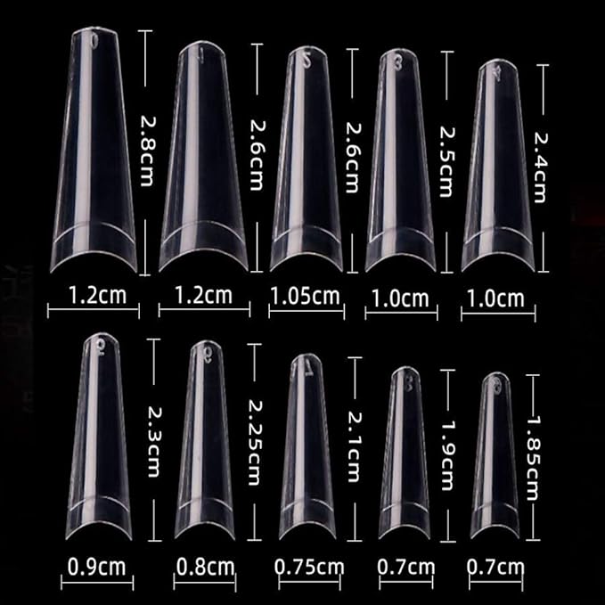 Clear Coffin Acrylic Nails-Fake Nail Coffin Shape Long 500PCS Half Cover Shaped Ballerina Nails Tips,DIY Nail Salon Art 10 Size with Bag