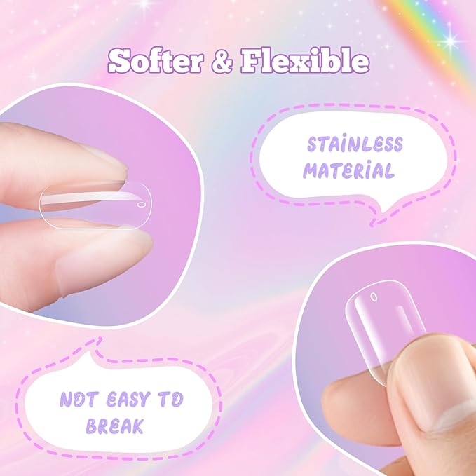 krofaue Kids Fake Nails - Short Oval Clear Nail Tips 240pcs Kids Press On Nails for Little Girls Full Cover Children Fake Nails Decoration 10 Sizes Acrylic Soft Gel Nail Tips (9-12 years old)