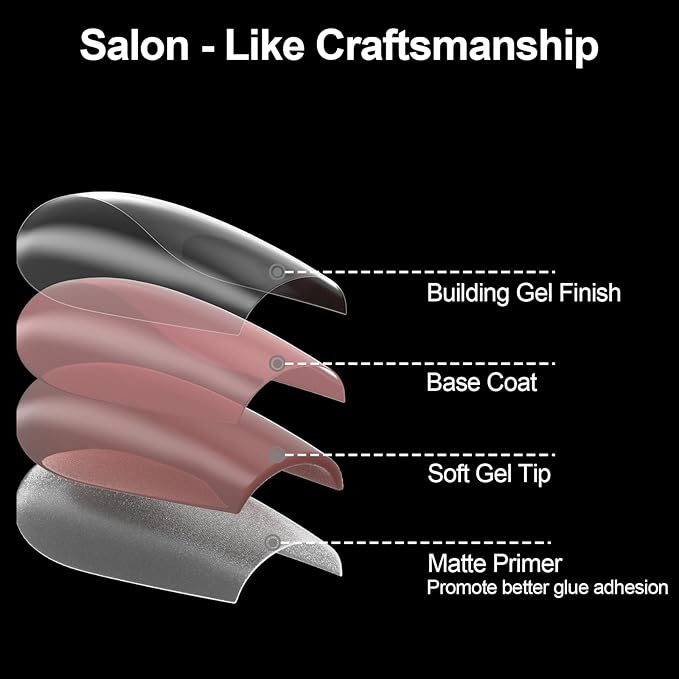 16 Sizes Coffin Press on Nails Reusable 32pcs Glossy Gel Fake Nails with Glue and Jelly Stickers (Dusty Rose)