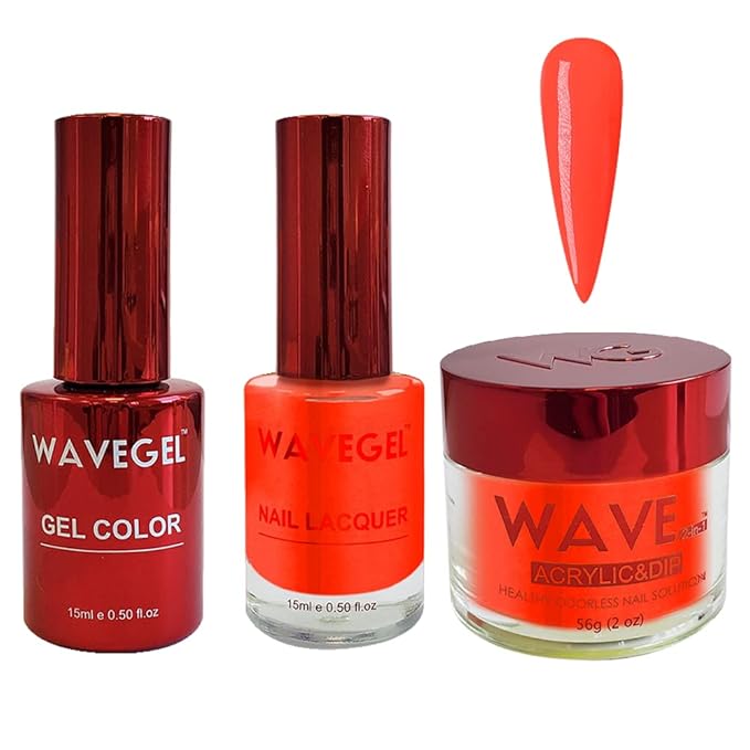 WAVEGEL Soak-Off Gel, Nail Lacquer & Acrylic/Dip Powder Matching Set - Queen Collection - #054 Bright On Bright