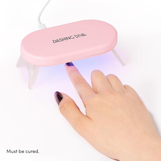 Dashing Diva One Gel Magnetic Starter Kit - Villainous - 3 in 1 Base Coat, Nail Color & Top Coat - Magnetic Polish - 9-Piece Manicure Set with LED Gel Lamp