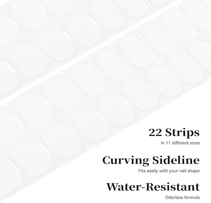 Semi Cured Gel Nail Strips Transparent Gel Nail Stickers with UV/LED Required Long Lasting Clear Semi Cured Gel Nail Strips Includes 22 Strips 2 Prep Pads, Nail File & Wooden Stick