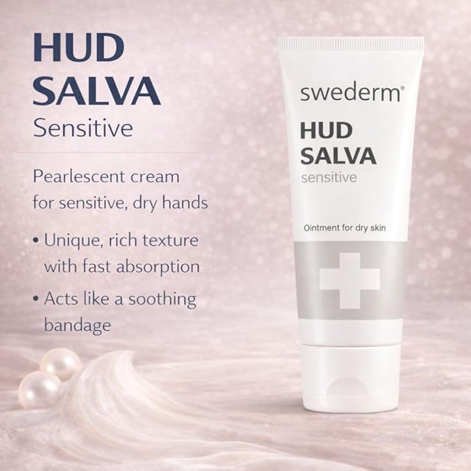 swederm Hudsalva Sensitive 3.38 Oz - Foot and Hand Eczema Cream - Healing Ointment with Glycerine - Full Body Moisturizer for Dry Skin and Callus - Quickly Absorbing - Made in Sweden