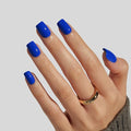 LAMIMOSA 32Pcs Royal Blue Press On Nails Short Square - Klein Blue Soft Gel Fake Nails in 16 Sizes, Reusable Glue on Nails Kit, MAJORELLE BLUE
