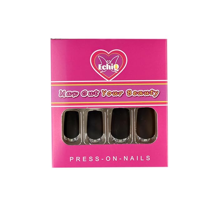 Matte Square Fake Nails Medium Long Size French Moo Nail Silver Metallic ABS Fingernails 24 count
