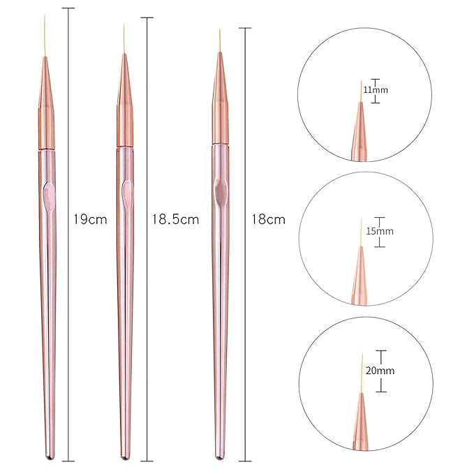 SILPECWEE 5Pcs Ombre Nail Brush Nail Detail Brush Nail Art Brushes Nail Design Brushes Nail Painting Liner Brush for Acrylic Nails Thin Nail Pen Nail Art Tools