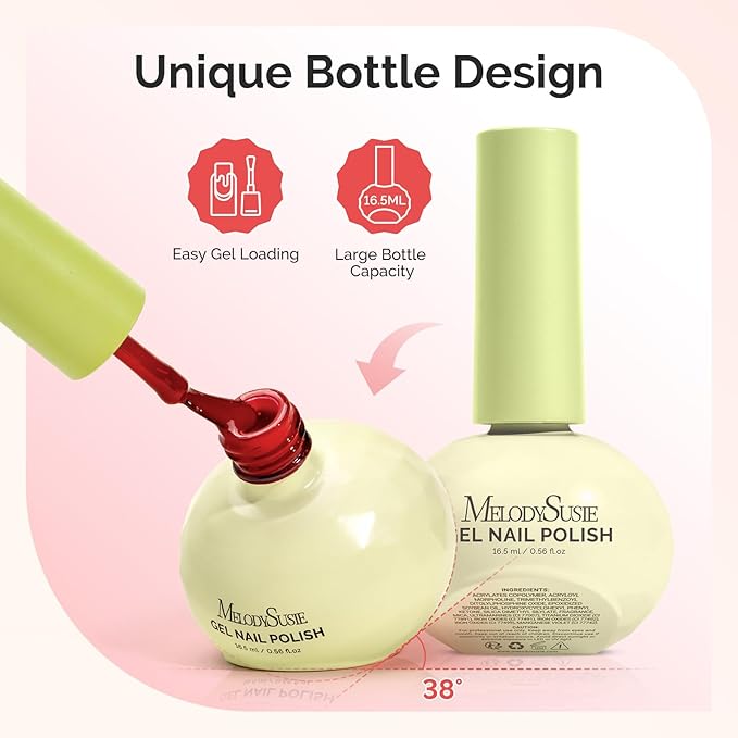 MelodySusie Highly Pigmented Gel Nail Polish Set, 0.56 fl.oz Tilt-and-Stand Bottle, HEMA Free Plant-Based Formula, 6 Colors Macarons, Soak Off UV LED Manicure Kit Gift Box(Mocha, Brown, Dark Red)