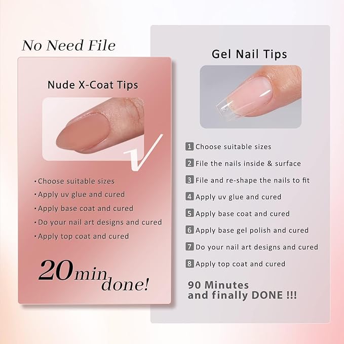 BTArtbox Short Almond Nail Tips - XCOATTIPS Gel Nail Kit with Tip Primer Base, 160 pcs Brown Pre-colored Fake Nails with Gel Nail Glue and Top Coat Nail Extension Kit for Nail Art