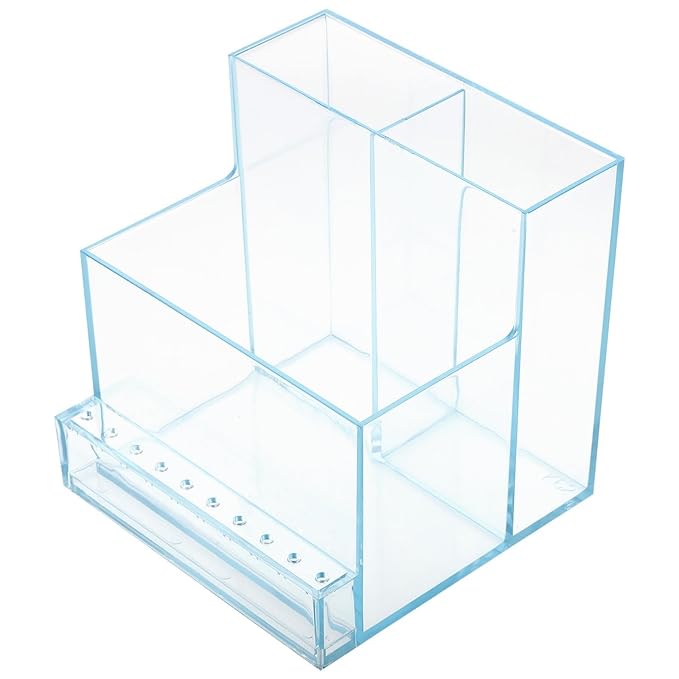 FRCOLOR Nail Drill Storage Box Clear Plastic Organizer Grinding Machine Holder Compact Nail Tool Organizer for Salon and Home Use