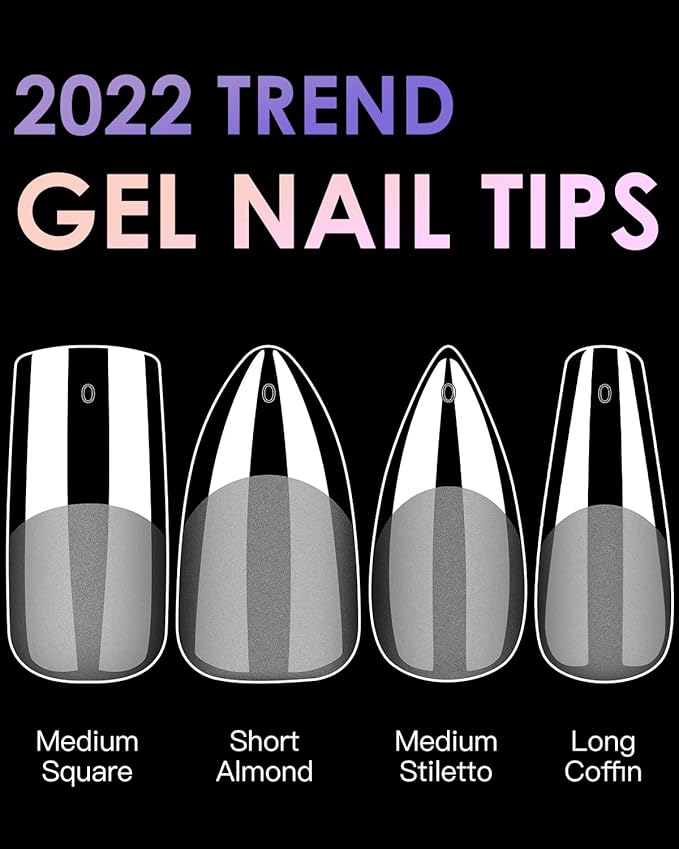 Soft Gel Nail Tips Long Coffin, 120PCS Pre Buff Full Cover Shaped Nail Extenison Tips Half Matte Gel X Nail Tips BORNBYME