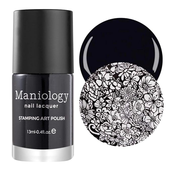 Maniology Essentials Primary Stamping Polish Set | 6-Piece Basic Nail Art Colors Collection (Silver, Gold, Dark Blue, Red, White, Black) – 13ml Bottles for Creative Nail Art Designs & DIY Manicures