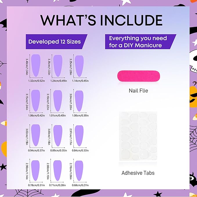 Halloween Press on Nails - Long Stiletto Fake Nails with Bat & Glitter Designs | Cat Eye False Nails,Full Cover Acrylic Nails,Red Nail Tip Stick on Nail for Women Girls Halloween Nail Art - 24Pcs