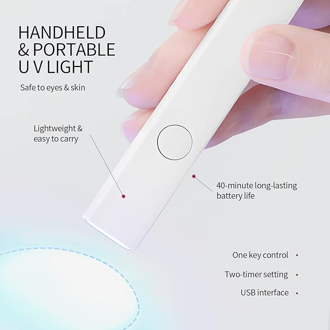 SAVILAND UV Light for Nails: Handheld Gel Lamp for Gel Nails Flash Cure Lamp for LED Nail Lamp Portable Mini Nail Dryer Polish Nail Glue USB Flash Cure Light Home DIY Manicure Art