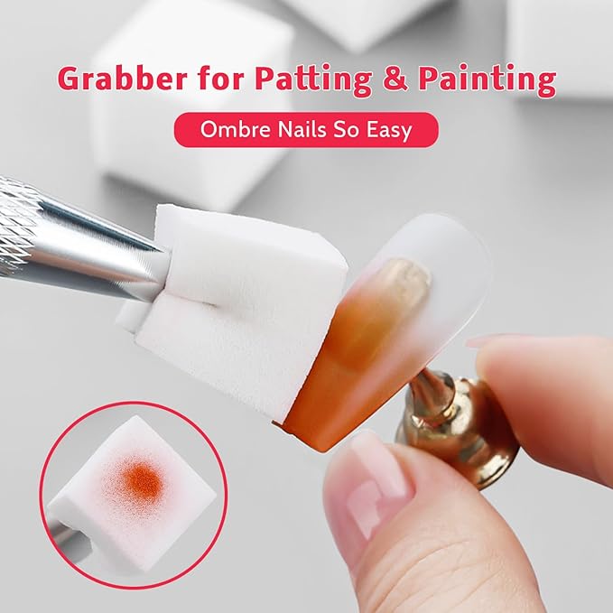 Patting Gel Nail Polish Set, 9 Colors Ombre Gel Polish Palette, 100pcs Sponges 6pcs Brushes 1 Grabber, Colors Blending Painting Nails Art, No Wipe, UV/LED Cured (Set 06)