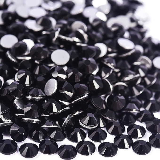 Blinginbox 1440Pieces SS6/1.9-2mm Flat Back Crystal Rhinestones Round Gems for Nail Art,Jet Black