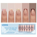 150pcs Skin Tones French Tip Press on Nails, Short Square Soft French Gel Nail Tips in 15Sizes, Pre-lasting Acrylic Fake Nail Tips, Soak Off False Nail Tips Extension for Women Nails Diy