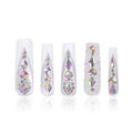 LOVFUL Press on Nails Aurora Light | Handmade with Full Covered Crystals | Reusable Fake Nails | Square Mid length 1.7in | H36-S
