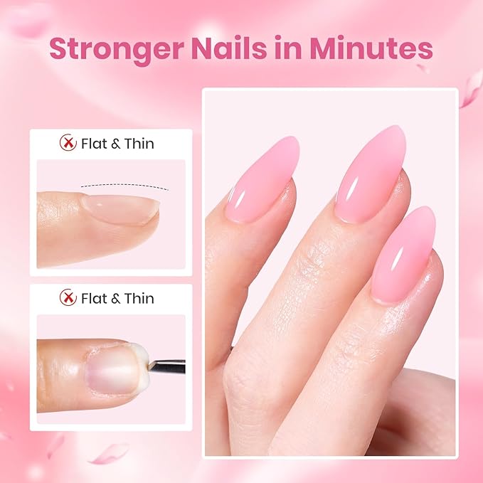 Beetles Builder Gel Nail Kit with MINI Nail Lamp-Blush Charm Valentine's Edition Nail Thickening Strengthening Building Apex for Beginner DIY Salon at Home with Base & Top Coat,Pink Builder Nail Gel
