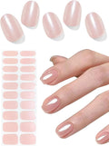 Semi Cured Gel Nail Strips, 20pcs Glazed Donut Pink Gel Nail Stickers for Home Nails DIY