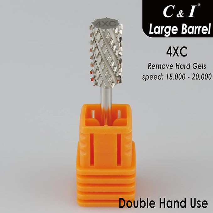 C & I Large Barrel Nail Drill Bits, Professional Electric File for Manicure Drill Machine, Nail Gels Remove, 3/32” (Ultra Coarse -4XC)