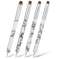 4 Pcs Gel Nail Brush French Acrylic Nail Art Brush with Dotting Tool Extension Gel Brushes Professional Manicure Tool for Nails Detailed Designs DIY Nails Salon (10# 12# 14# 16#, Black and White)