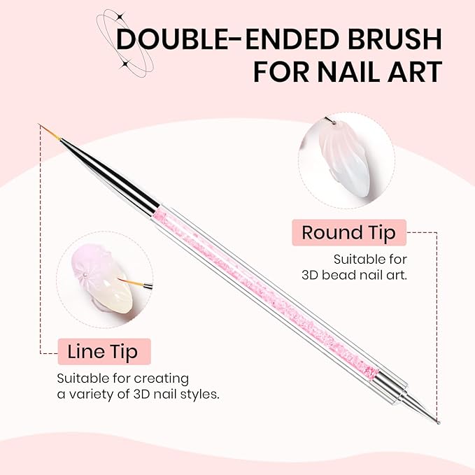 3D Gel Nail Art with No Wipe Chrome Powder Sculpting Painting Gel for Nail Charms Rhinestone Decoration Adhesive with Nails Art Brushes DIY Manicure at Home