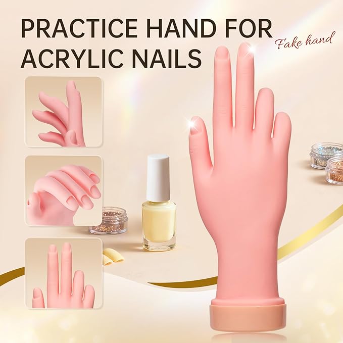 AORAEM Nail Trainning Hand Flexible Soft Practice Plastic Mannequin Hand Nails Tips Art Trainer Manicure Practice Hand Tool