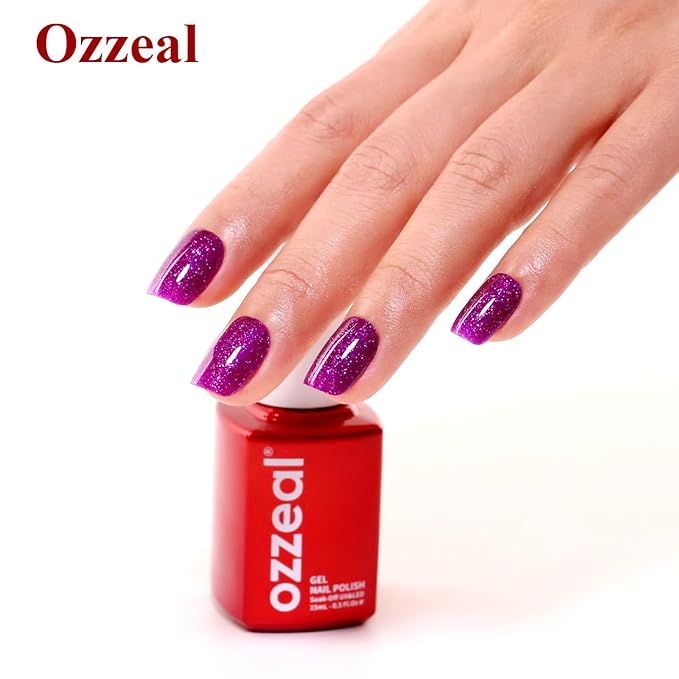 Dark Purple Iridescent Glitter Gel Nail Polish, Sparkle Shimmer Gel Glitter Nail Polish for Art DIY Manicure, 15ML