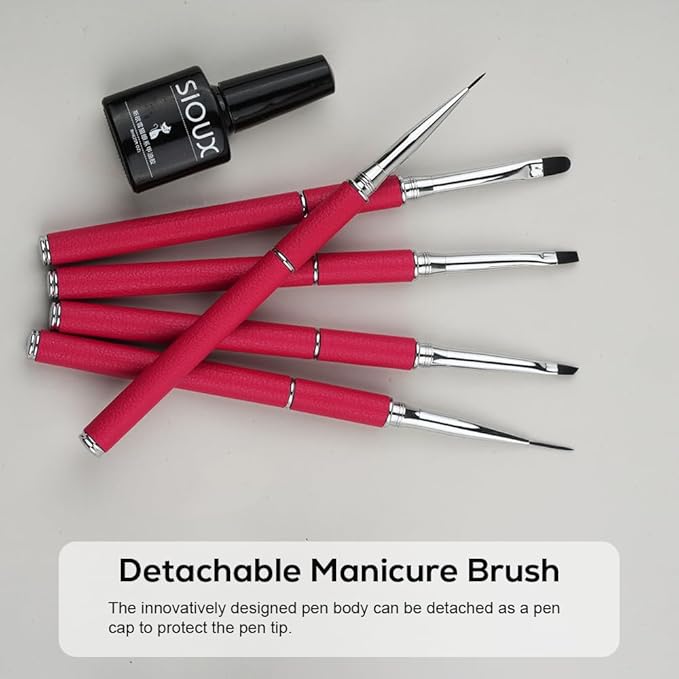 Nail Art Brushes Set Nail Art Design Pen Painting Tools with Nail Extension Gel Brush,Nail Polish Brush, Builder Nail Gel Brush, Nail Art Liner Brush for Salon Gift for Girls Women (Red)