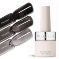 MEGIOR Jelly Black Gel Nail Polish 0.5 Fl Oz Neutral Transparent Colors Soak Off UV LED Lamp Light Cure Gel Polish Kit for Salon and Nail Art Starter Manicure DIY at Home