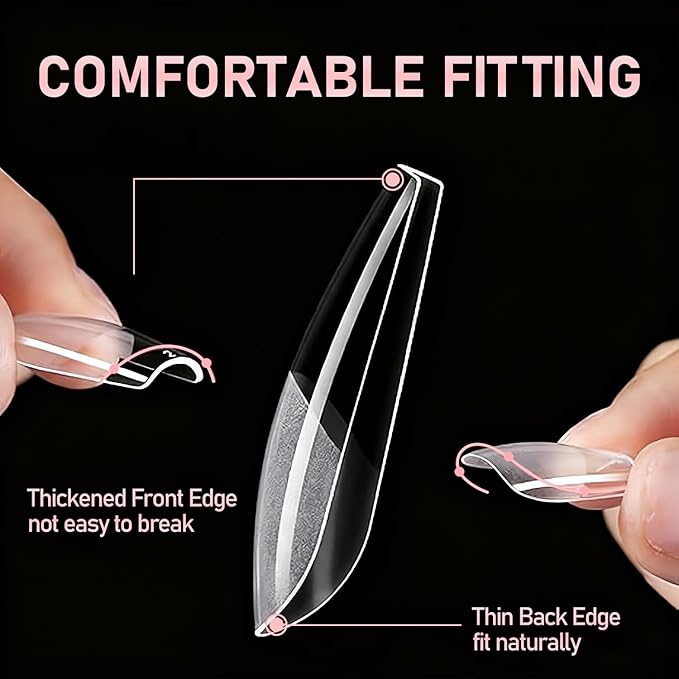 Short Ballerina False Nail tips-Half matte nail extension tips kit full cover nail tip kit press on 12 sizes 600pcs pre-shaped nail tips set false nail tips kit for nails Salon Or Home DIY