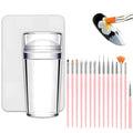 French Tip Tool,Nail Art Stamper Kit with Nail Art Brushes for DIY together,Home Manicure Starter Tool Salon(17 PCS)