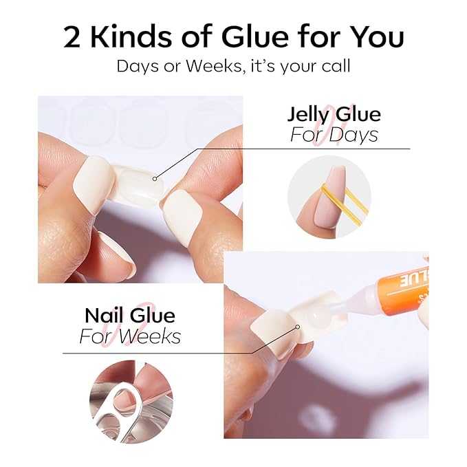 Modelones Chrome Pink Press on Nails, Spring Pearl Short Almond Fake Nails, Reusable Nail Kit with Nail Glue Adhesive Tabs Mini Nail File, Nails Press Ons 32 Pcs 16 Sizes