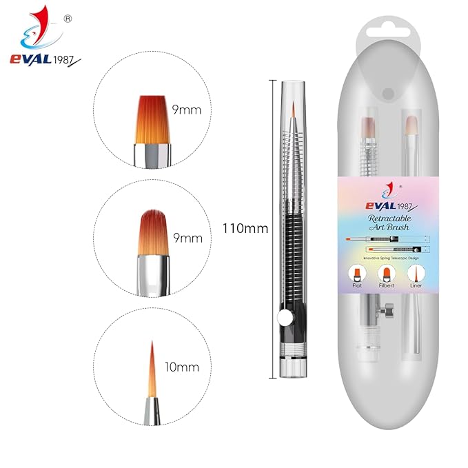 Nail Art Brushes Set, YIHUALE Push Contact Builder Nail Extension Gel Brush, Gel Polish Art Design Pen Painting Tools, Nail Art Liner Brush and Dotting Pen for Salon, DIY (White, 1+2)
