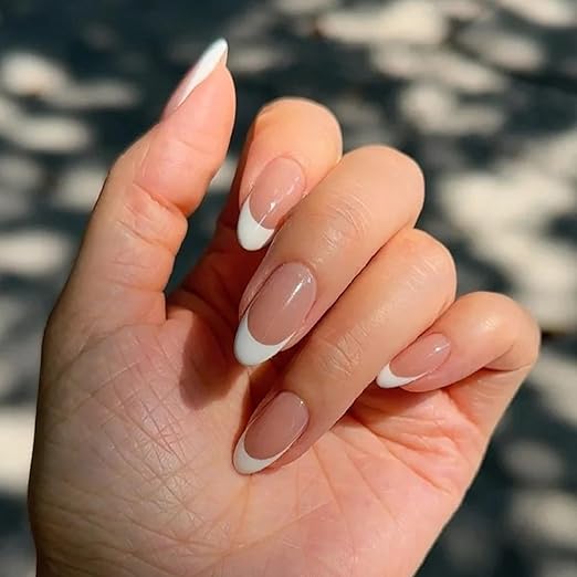SAVILAND Natural French Tip Nails: Thicker Press on Nails Short Almond Chip-Free & Strong French Tip Press On Nails 15 Sizes Fake Nails Quick Nail Art Home Use SSProTip X