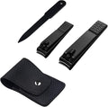 FIXBODY Nail Clippers, Black Stainless Steel Fingernail & Toenail Clippers & Nail File,Great Christmas Gift,Stocking Stuffers for Men and Women