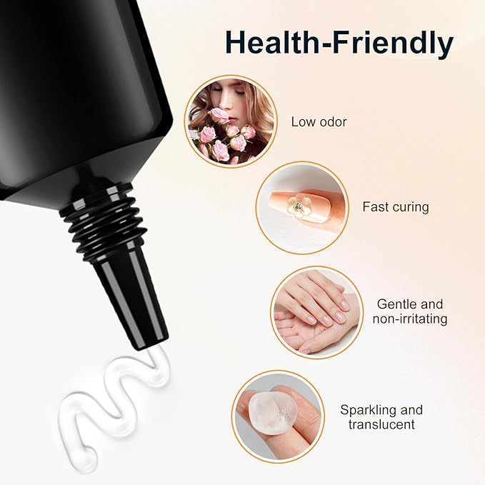 JODSONE Clear 3D Gel Nail Art - 15g No Wipe Crystal Clear Sculpting Gel for DIY 3D Nail Art Design, Texture Molding & Rhinestone Decoration